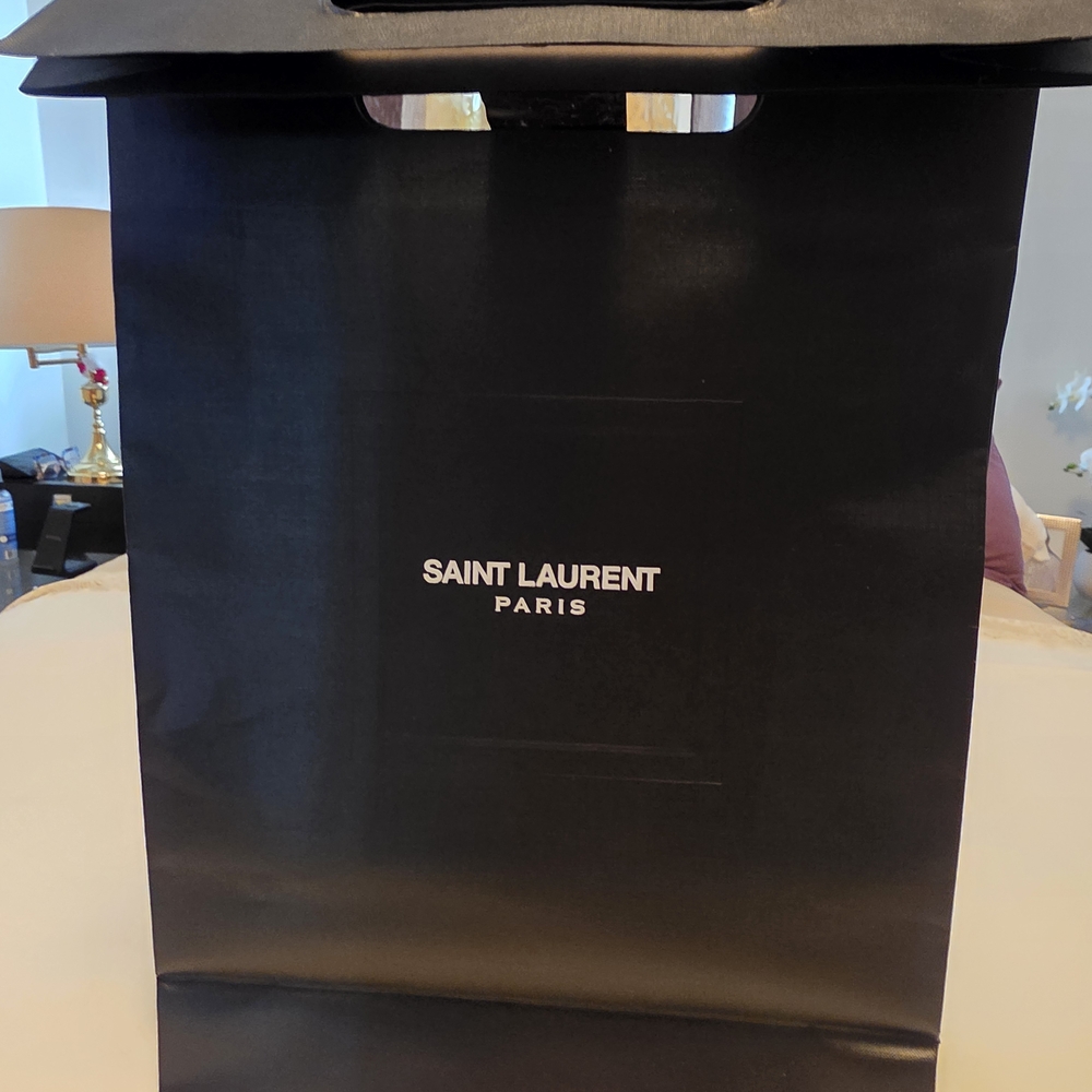 SAINT LAURENT Auth. Black Shopping Bag – Textured w/ Adhesive Closure